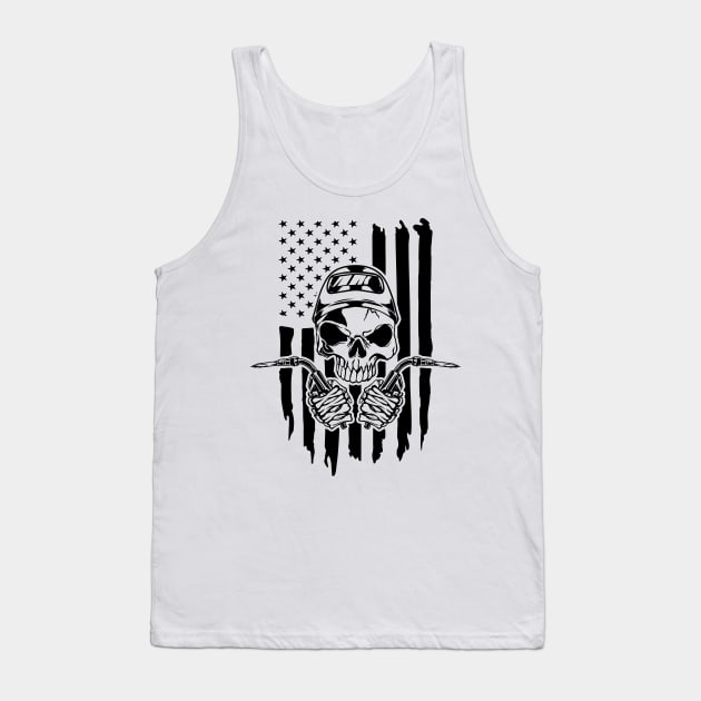 Welding American Welder Skull USA Flag Tank Top by Visual Vibes